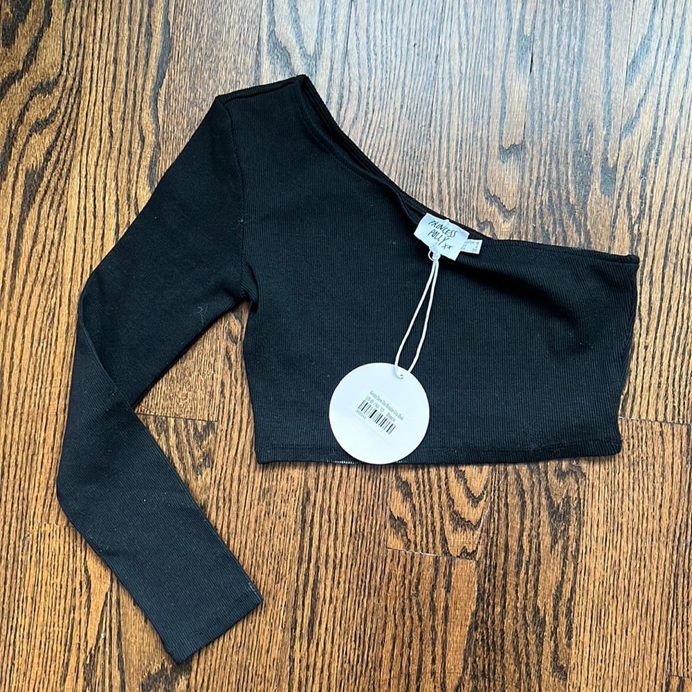 Princess Polly one shoulder long sleeve crop top